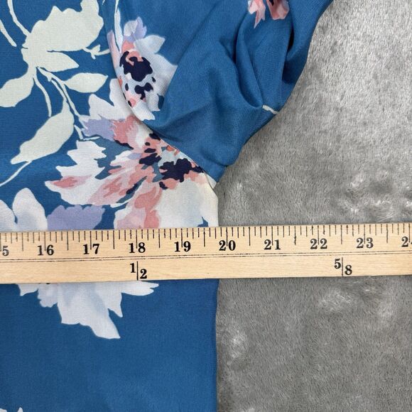 Joie Shirt Womens Medium Blue Silk Floral Button Up Long Sleeve Blouse Spring - Picture 7 of 9